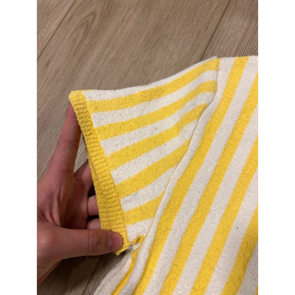 Free People Beach Womens Yellow White Striped Terry Knit Crop Top OB1585602 L - Picture 6 of 6